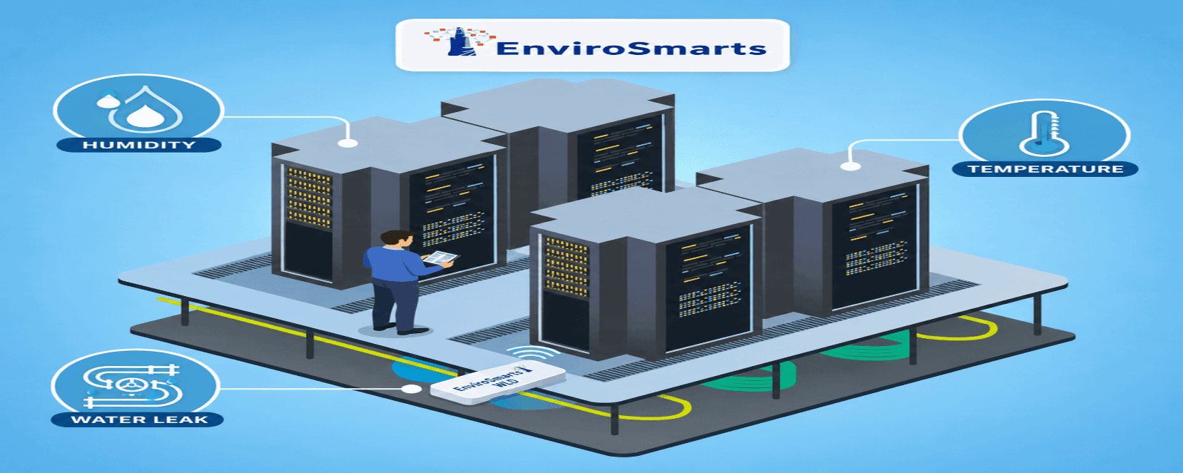 Flooded data centre corridor