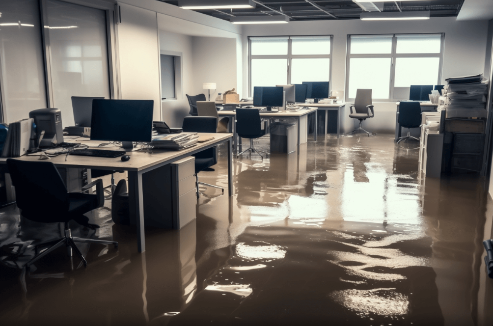 Flooded commercial office